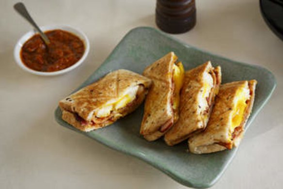 Bacon, egg and kasundi jaffle