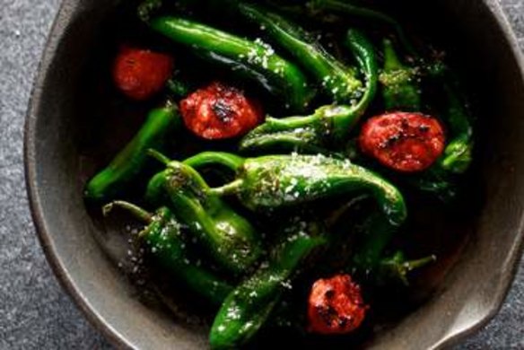 Pimientos del Padron with chorizo.