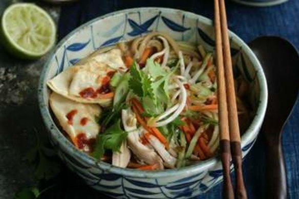 Caroline Velik's chicken soup with noodles and dumplings.