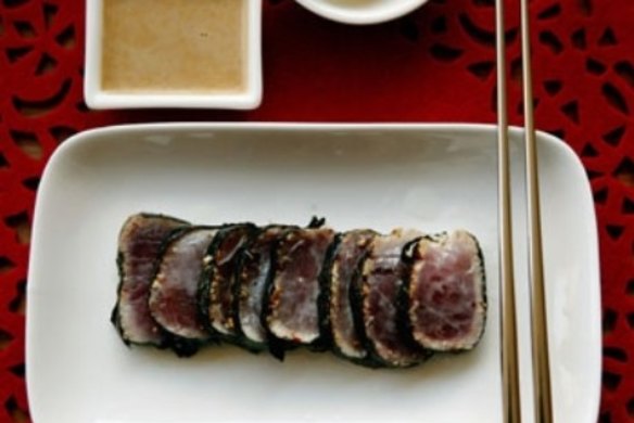 Nori-crusted tuna with lemon soy