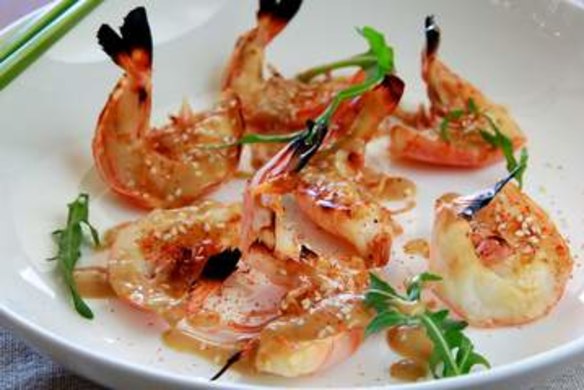 Grilled prawns with yuzu.