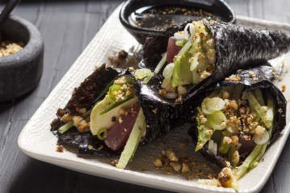 Brown rice hand rolls.