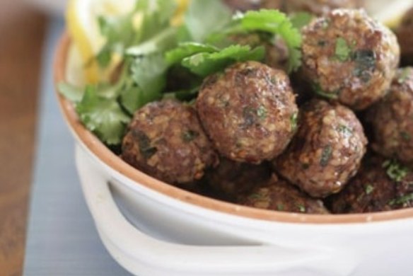Middle Eastern meatballs with coriander leaves