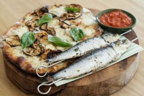 Sardines and flatbread with tomato chutney. 