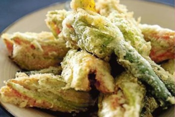 Labna-stuffed zucchini flowers