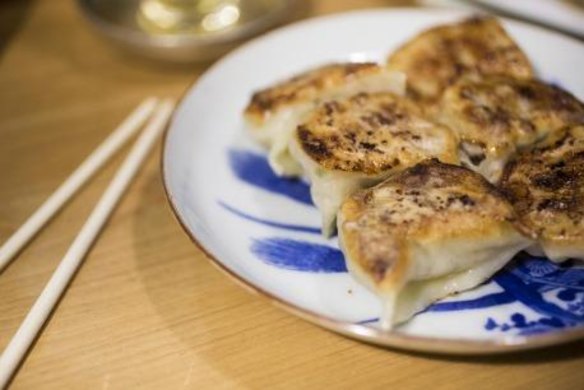 Pan-fried pork gyoza: one of the Japanese standards you'll find here.