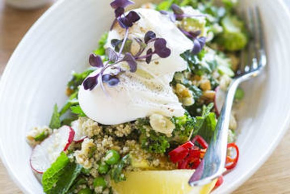 The Beatt's breakfast salad includes your daily dose of quinoa and kale.