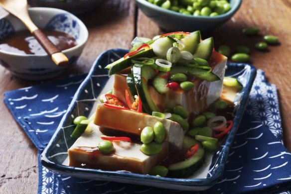 Silken tofu with soybeans and chili