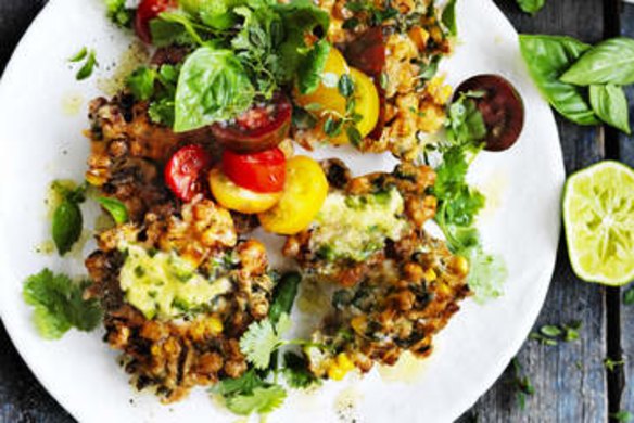 Corn fritters with jalapeno butter.