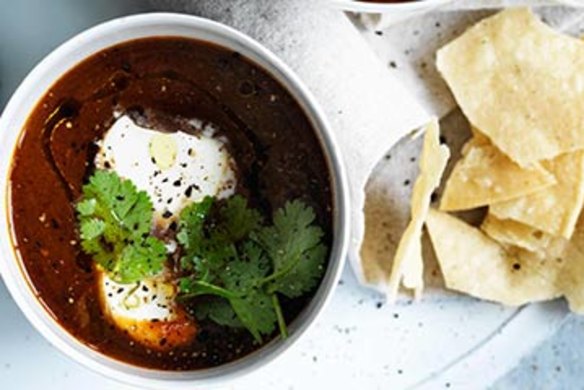 Sweet potato, chilli and lime soup.