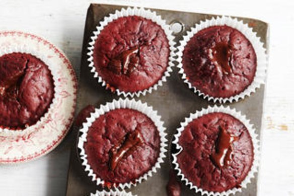 Food. Stephanie Alexander's beetroot and chocolate muffins. Styling by Bhavani Konings.  Food preparation by Andrew De Sousa. SHD SUNDAY LIFE Picture by VANESSA LEVIS SLIFE120325