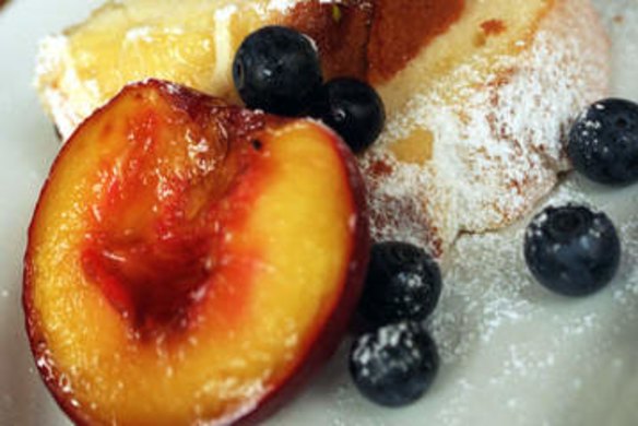 Grilled nectarines with lemon flat bread.