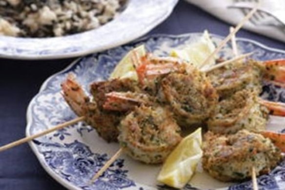 Grilled prawn skewers