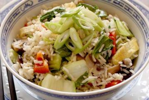 Bok choy and mushroom fried rice.