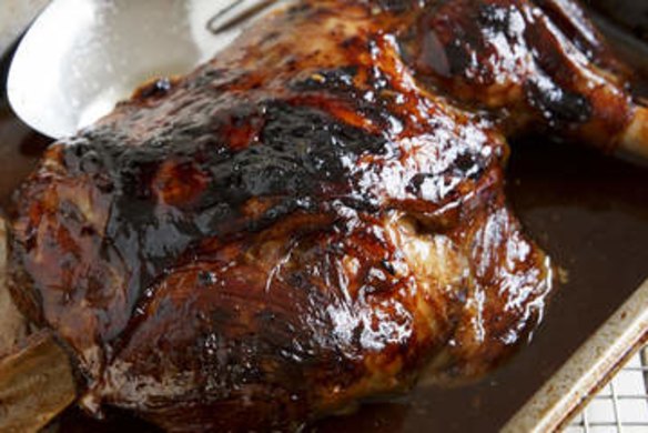 Lamb shoulder with pomegranate glaze.