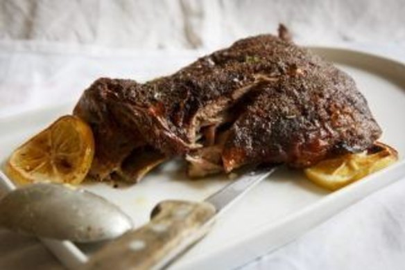 Winter treat: Slow-cooked lamb shoulder is great served with a farro and roast pumpkin salad.