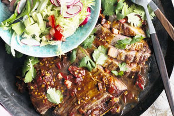 Warm steak salad with chipotle dressing.