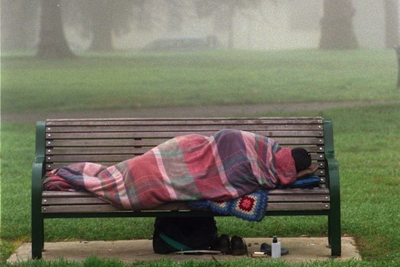 The bench design for Queen's Wharf is proposed to have an armrest to stop people from sleeping on them