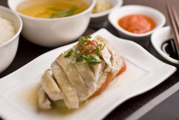 Hainanese chicken.