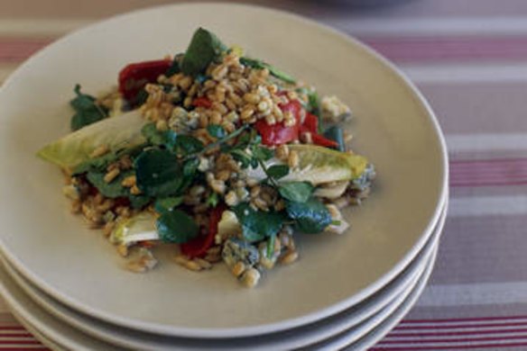 Pearl barley, witlof and blue cheese salad