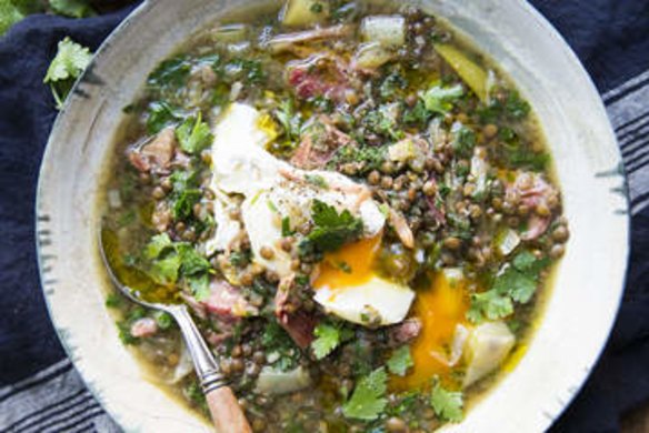 Karen Martini's smoked ham hock and lentil soup.