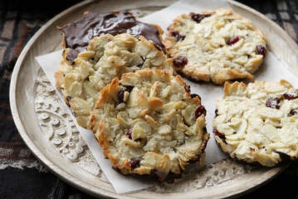 Almond, cranberry and coconut florentines.