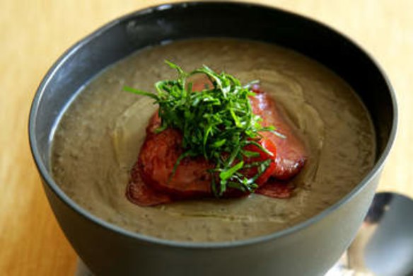 Lentil and chorizo soup.