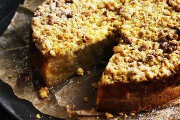 Apple and orange crumble tart.