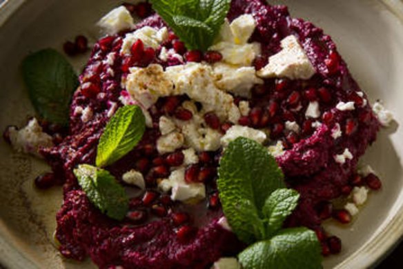 Roasted beetroot, cinnamon and pomegranate dip.