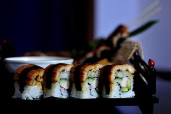 FOOD AND WINE: Restaurant review: Iori Japanese Restaurant, Deakin. Assortment of eel roll, grilled eel, unagi tamagotoji, uzaku and eel tempura with soy based dipping sauce.. 18th June 2013.Photo by MELISSA ADAMS of The Canberra Times..