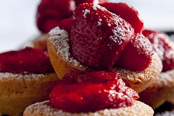 Strawberry and coconut friands.