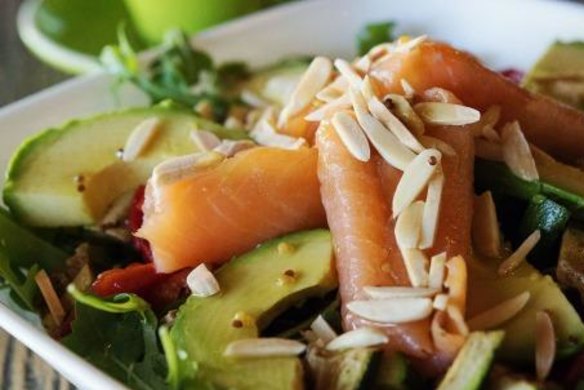 Smoked salmon and avocado salad.