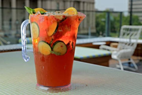 Pitcher of Pimms and lemonade at  Imperial rooftop bar.