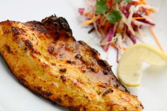 Tandoor-charred rainbow trout.