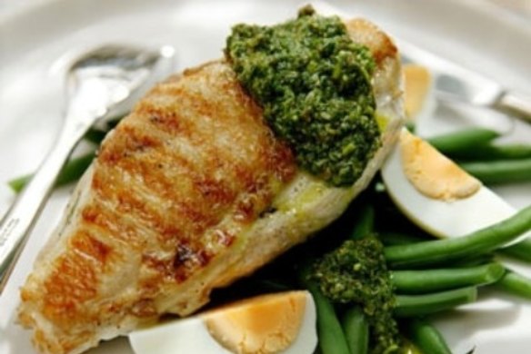 Grilled chicken with salsa verde