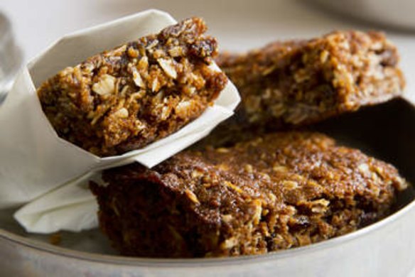 Apricot and molasses muesli slice.