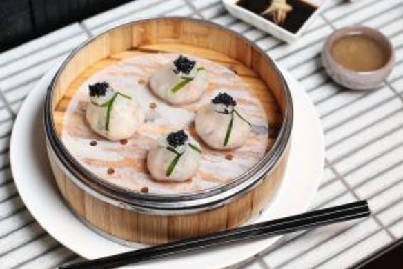 A tray of caviar dumplings.