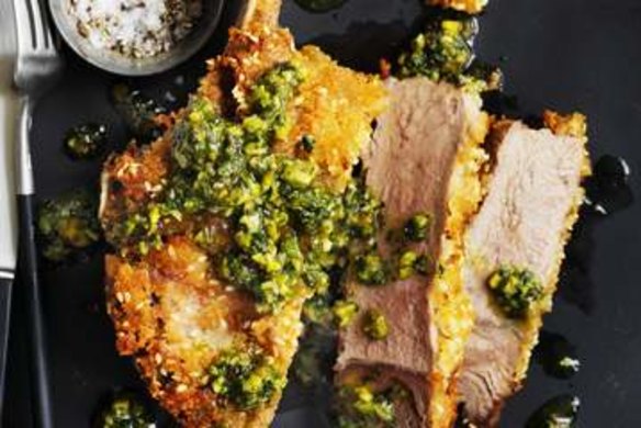 Neil Perry's pistachio-crumbed veal.