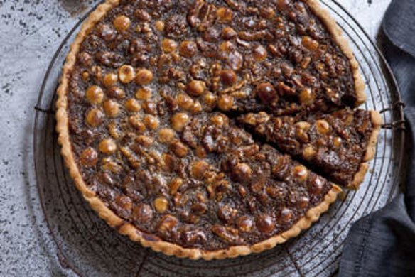 Walnut, macadamia and honey tart.