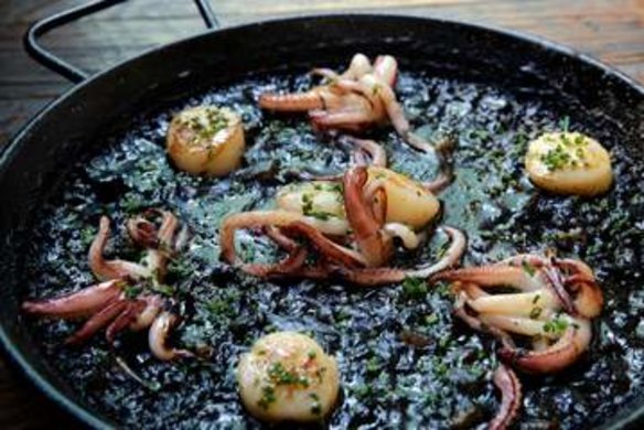 Robert Burns Hotel's Iberian flavours include a dark, delicious squid ink paella.