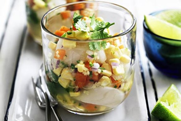 SCALLOP CEVICHE WITH GINGER, CHILLI AND CORN