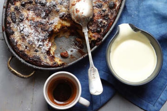 Rum and raisin bread and butter pudding.