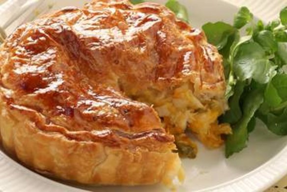 Chicken, pumpkin and sage pie.