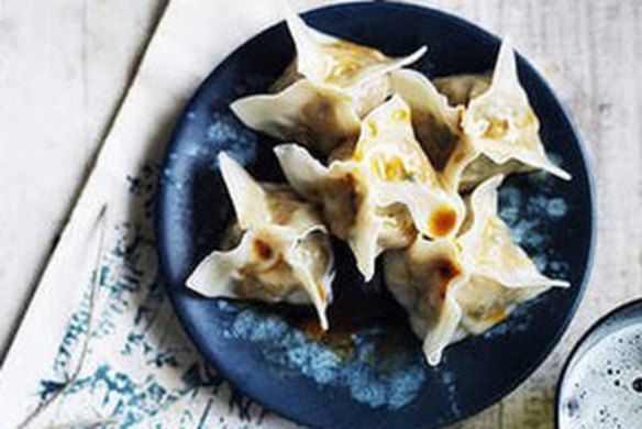 Wontons with prawn and chilli oil.