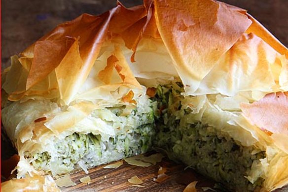 Hugh Fearnley-Whittingstall's zucchini and rice filo pie.