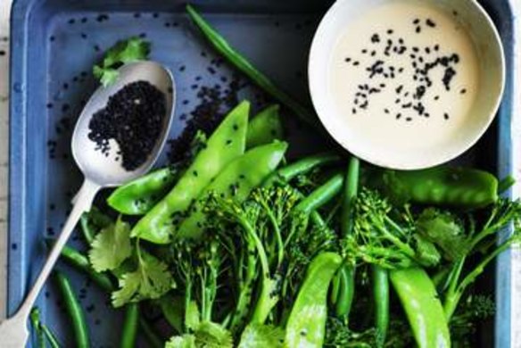 Broccolini, bean and sesame salad