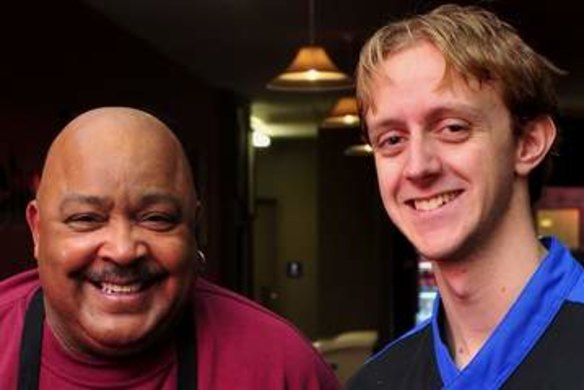 FOOD AND WINE: Restaurant review: Soulfood Kitchen, Erindale, Canberra. Owner Victor Kimble with head chef Jamie Percival. 14th May 2013. Photo by MELISSA ADAMS of The Canberra Times..