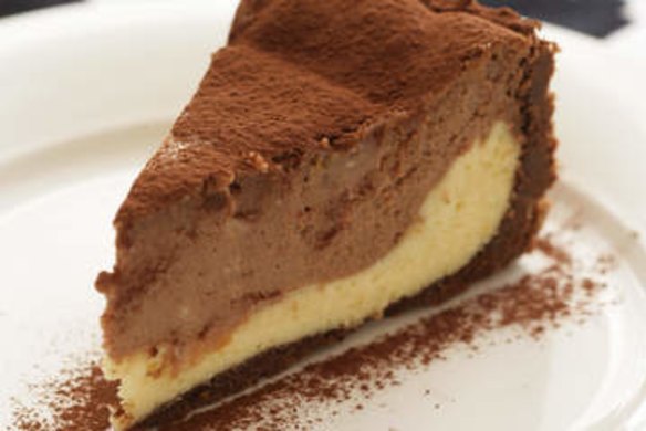 Jill Dupleix's two-tone chocolate swirl cheesecake.