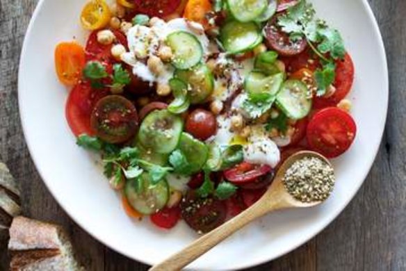 Tomato salad with tzatziki.