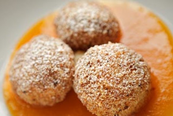 The apricot dumplings from Ragusa Restaurant in Williamstown.